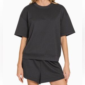 Scuba Round Neck & Dolphin Short Set - Black